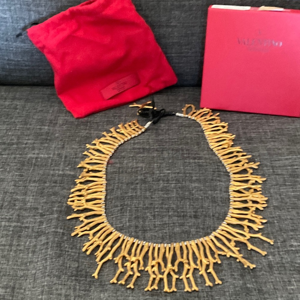 VALENTINO GARAVANI coral necklace matte gold & crystals RARE bracelet listed too